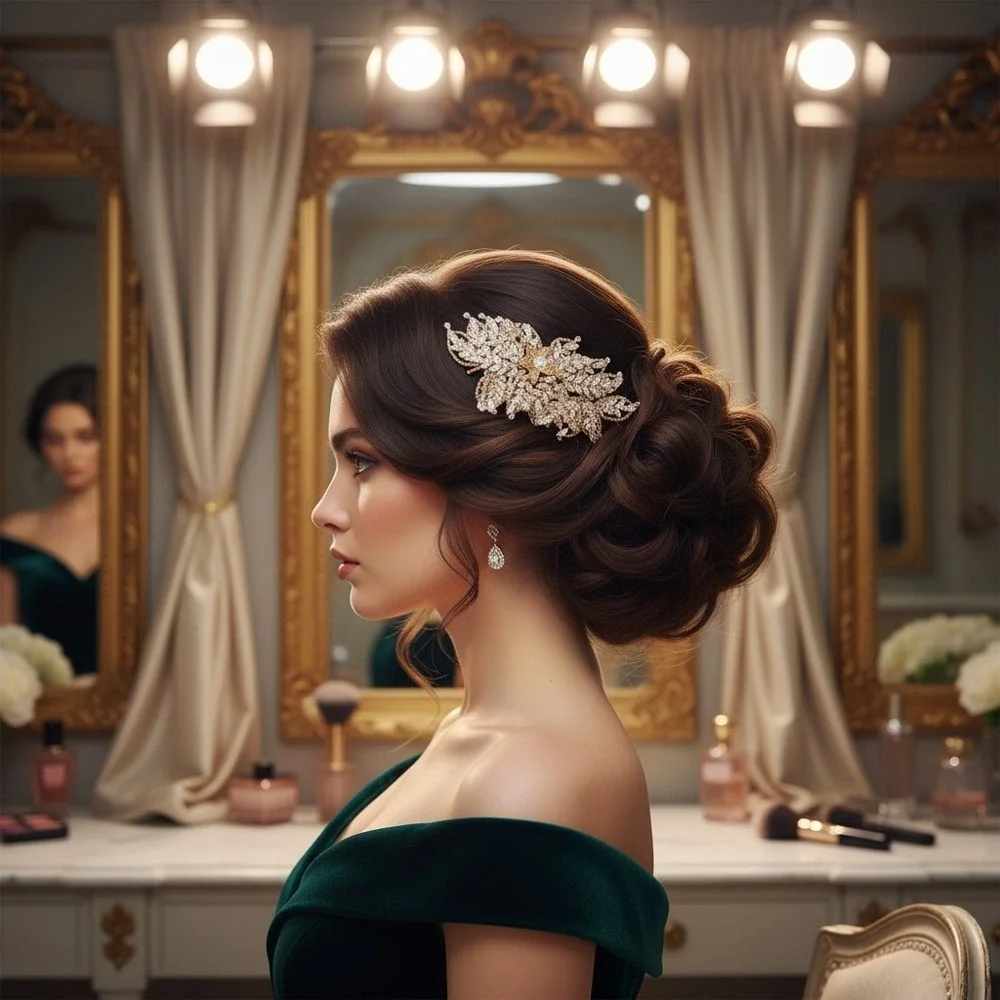 Luxurious Gold Crystal Leaf Bridal Headband Wedding Tiara Hair Accessory 9